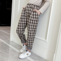 Girls Spring Grous Trousers Spring Fashion Winter Ancient British square pants Leisure and relaxed Harlan Mao Needs New Tide