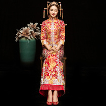 Xiuhe dress bride 2021 new Chinese wedding dress toast dress Wedding hand embroidered modified Cheongsam ancient dress wedding dress