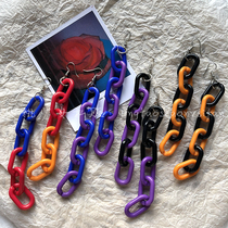 European and American personality Net red Joker retro tide people exaggerated orange purple chain earrings earrings earless ear clip earrings female