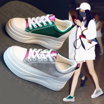 Net red inside heightening small white shoes women 2021 spring new genuine leather 100 hitch-proof thick bottom 8cm casual sneakers