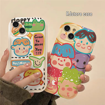 European and American retro cute graffiti apply Apple 13promax air bag mobile phone shell iPhone13 new 11 anti-fall 7 8plus cartoon 12 female with xr protective sleeve xsm