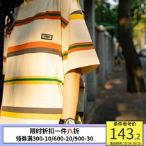 PSO Brand rainbow stripe T-shirt men and women loose Tide Brand 2021 new cotton short sleeve couple summer clothes