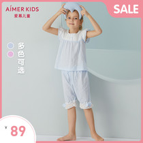 Adoring children 3-year-old girl girl baby girl home clothes Pajamas pajamas Summer short-sleeved top five-point pants