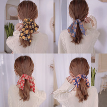 Pony ribbon hair rope Korean tie hair floral Hairband simple ins large intestine Hairband headdress temperament head rope women