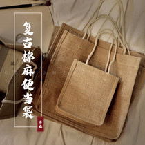 Homestas Day Style Cotton Linen Bag Dining Box Rice Bag Hand Bag Office Girl Schoolgirl Brief Handbag Cute