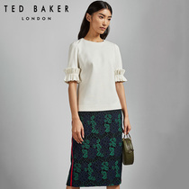TED BAKER simple solid color T-shirt womens middle sleeve round neck slim top base shirt