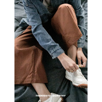 Dorothy -- Korean Version Loose High Waist Cross Pocket Twill Pants Woman 2021 New 100 Hitch Straight Barrel Pants Autumn