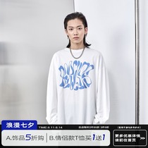 PCLP (PERCLIPS) foam printed long-sleeved T-shirt national tide brand round neck mens and womens hip-hop loose bottoming shirt