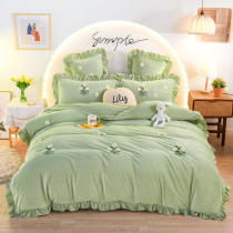 ins small daisy crystal suede 4 pieces towels embroidered baby suede flannel suede winter warm quilt cover