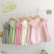 Girls autumn coat 2020 new spring and autumn thin baby baby foreign-style doll collar knitted cardigan outside