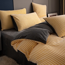 Winter thickened velvet coral velvet bed four-piece double-sided milk velvet warm flannel crystal velvet bed sheet duvet cover