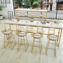 Nordic bar chair simple modern milk tea shop tall table and chair combination home marble bar balcony long table