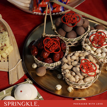 springkle handmade bamboo woven early birth basket ornament Wedding room bedroom decoration arrangement dried fruit basket