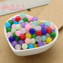 diy antique hair decoration material 8mm hole imitation Jade glass beads hand-beaded hairpin accessories