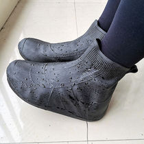 (2 double-layer sole) rain shoe cover thickened waterproof and wear-resistant rain-resistant foot cover men and womens non-slip rain boots cover