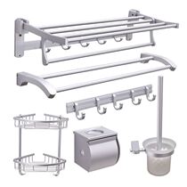 Towel rack Space aluminum bath towel rack folding toilet shelf Towel bar Bathroom bathroom hardware pendant set