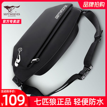 Seven Wolves Chest Bag Mens Bags Single Shoulder Sloped Satchel Satchel movement Purse Men Bag Casual Canvas Small Backpack Tide