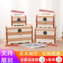 Creative wooden solid wood piggy bank childrens piggy bank boys and girls without lock box small anti-drop