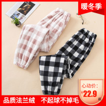 Autumn and winter coral velvet pajama pants fairy warm pants thick warm loose trousers flannel couple home pants
