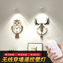 Smart wireless remote control spotlight free wiring-free punch-free led rechargeable home wiring-free background wall wall light