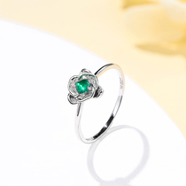 Mousse jewelery II shop 18K gold inlaid Panjeşehir Mother green ring diamond flower type green gem ring