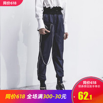 Sports pants womens trousers 2018 Spring and Autumn New Korean version of nine-point high waist tie pants casual Harlem pants women