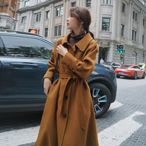 Woolen coat womens winter clothing 2021 New thick Hepburn style Korean version of loose medium long woolen coat tide