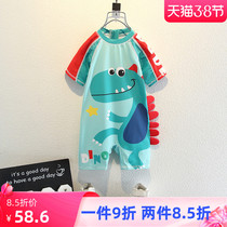 Child Bathing Suit Boy Summer Conjoined Swimsuit Quick Dry Sunscreen Male Baby Cartoon Cute Dinosaur Swimsuit Fashion
