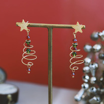 Silver Bench s925 pure silver stitch silk with Christmas tree earrings 2021 New wave length Temperament 100 Hitch Jewelry