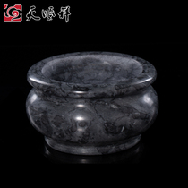 Stone sculpted black marble round incense stove sacrificial offering worship with incense pendulum mass grave incense stove Funeral supplies