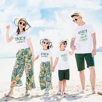 Parent-Child clothing 2020 new summer beach suit seaside T-shirt short-sleeved pants skirt a family of three family set tide