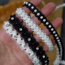 Black and White small lace pearl diamond lace DIY clothing belt sleeve collar decoration sewing accessories