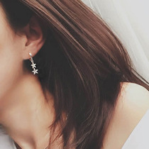 Simple 925 sterling silver flower ear button short earrings pendant exquisite temperament zircon earrings Joker Joker Korean women