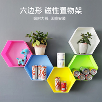 lehoo magnetic hexagonal injection molding shelf Nail-free magnetic blackboard stickers supporting personalized decorative storage box multi-color optional