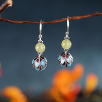 Miya Yan Ancient Silver Ear Original Design of Hairloop Chinese Wind Enlarg Blue Ethnic Fair and Silver Decoration