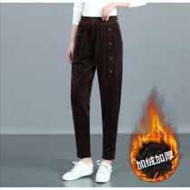 Fuze cotton long womens clothing (Juyan)new elastic waist corduroy casual pants (Juyan)new elastic waist