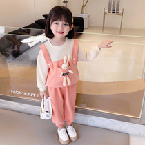 Girl suit autumn and winter 2021 new female baby gushed foreign air winter dress Childrens winter trendy two sets