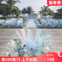 New wedding row flower Row New hibiscus flower row welcome stage background flower arch flower art Tai Road Guide flower row
