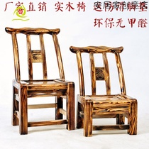 Pine chair Solid wood rural old-fashioned dining chair Childrens farmhouse restaurant chair shoe stool feeding household backrest chair