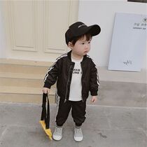 Monee Gtyel childrens clothing spring and autumn new foreign style boys suit childrens sports black childrens two-piece suit