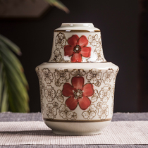 Hot wine bottle ceramic household wine Ware hot wine pot old-fashioned Chinese style yellow wine white wine glass hot wine wine old-fashioned