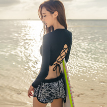  Korean ins split swimsuit womens summer conservative sunscreen bikini long-sleeved sexy back three-piece swimming suit