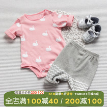Female baby conjoined clothes male baby 0 net red 3 summer clothes 6 months 1 year old outsuit baby outside to hold clothes