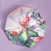 CK parasol female retro sun umbrella super double sunscreen UV protection illustration hand-painted wind upf50