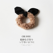Sichuan wild plush rabbit ears Hairband autumn and winter Net red 2021 new hair rope temperament small leather band female head rope