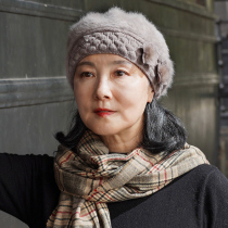 Middle-aged and elderly hats female winter middle-aged mother elderly elderly grandmother beret warm knitted wool hat