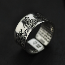 Retro Thai Silver born Buddha ring heart of the Lotus Buddha twelve Zodiac patron Saint retro ring jewelry National style