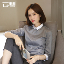 Yunqin coloured small-collar grey professional shirt women working clothes women professional shirt in seven-sleeve dress