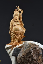Cliff wood carving art blessed to Maitreya Buddha ornaments with the type of cliff Cypress root carving ornaments living room ornaments