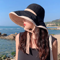 Fishermans hat female summer face UV protection sun hat big brim suitable for round face double face sun protection sun hat